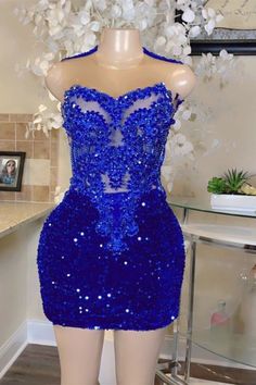 Sparkly Hoco Dress, Custom Prom Dresses, Royal Blue Homecoming Dress, Prom Dresses Short Blue, Royal Blue Party Dress, Prom Dresses Sparkly, Royal Blue Prom, Formal Occasion Dress, Senior Prom Dresses