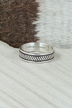 "This sterling silver was made by Navajo silversmith Bruce Morgan. The inside is signed B Morgan and stamped sterling. Size: 11.25 Length: 1/4\" Free shipping on all orders! We ship with USPS and always include tracking. All orders ship within a day of payment. Returns are accepted up to 30 days after you receive your order. Just send us a message. Our shop offers cash back or store credit. The item must be returned in new condition." Navajo Rings, Native American Jewelry, Free Jewelry, Sterling Silver Rings, Jewelry Watches, Rings For Men, Jewelry Rings, Silver Rings, Sterling Silver