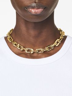 Marc Jacobs The J Marc chain-link Necklace - Farfetch Top Design Fashion, Engraved Logo, High End Fashion, Link Necklace, Chain Link Necklace, Necklace Gold, Chain Link, Fashion Collection, Marc Jacobs