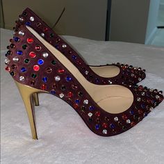 Christian L Great Condition Shoes Color, Louboutin Shoes, Christian Louboutin Shoes, Beautiful Shoes, Purple Gold, Shoes Women Heels, Limited Time, Christian Louboutin, Shoes Heels