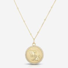 Ring Concierge Necklaces 14k Yellow Gold / Aquarius Zodiac Medallion Necklace Necklace Length Guide, Bracelet Size Chart, Zodiac Jewelry, Medallion Necklace, Snake Ring, Engagement Ring Wedding Band, Bracelet Sizes, Diamond Pendant, Wedding Ring Bands