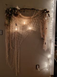 Fishing net, driftwood, sea.shells, candles, black tourmaline, wall decor Mermaid Room Decor, Ocean Bedroom, Ocean Room Decor, Decorate Room, Ocean Themed Bedroom, Mermaid Bedroom, Ocean Room, Beach Themed Bedroom