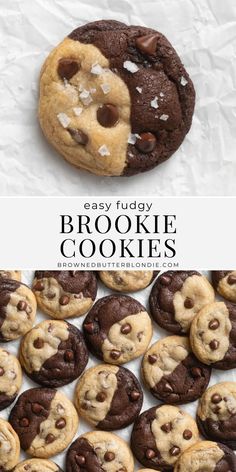 chocolate chip cookie cookies with coconut flakes on top and the words easy fudge