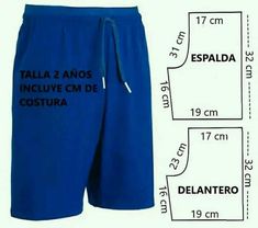 a blue shorts with the measurements for it