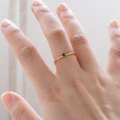 Thanks for shopping by ❤️ 🔶DESCRIPTION ✦Minimalist Emerald Promise Ring 🔶PRODUCT DETAILS ►Band Material: 925 Sterling Silver/9k Gold Plating ►CZ Stone Size: 2x2mm (approx) 🔶PACKAGING Each order comes with an air tight jewellery box by default and ready to be gifted to your loved one. 🔶SHIPPING ✦We provide FREE SHIPPING for all Australian Orders;  ✦FREE SHIPPING for international orders above AUD$90/USD$70; ✦The processing time is 1-2 business days; ✦And all orders will be shipped via Austral Mejuri Rings, Emerald Promise Ring, Rib Ring, Rope Rings, Braided Ring, Gold Statement Ring, Twisted Band, Linking Rings, Birthday Ring