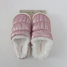 New With Tags Cushion Comfort Indoor/Outdoor Sole Questions? Leave A Comment Below! Winter Slippers With Soft Sole In Synthetic Material, Winter Slippers With Soft Sole And Synthetic Material, Winter Synthetic Slippers With Soft Sole, White Closed Toe Slippers With Cushioned Footbed, White Slip-on Synthetic Slippers, Closed Toe Synthetic Slippers With Soft Sole, Synthetic Closed Toe Slippers With Soft Sole, White Synthetic Slippers With Rubber Sole, Pink Slippers With Textured Footbed And Round Toe