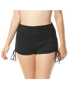 For coverage you can control, these Blake adjustable side-tie swim shorts offer minimalistic style. They're cut to let you move freely while staying comfortable, thanks to their  LYCRA® XTRA LIFE™ tech fabrics from Beach House. So bright and pretty, these plus-size swim shorts pair well with any swim top, whether patterned or printed. Beach House Woman Blake Side Tie Swim Short | BLACK | Swimsuits | Materials & Care Instructions: ['85% Nylon, 15% Spandex', 'Hand wash', 'Imported'] Hipster Skirt, Underwire Tankini Tops, Underwire Tankini, Swimsuit Material, Modest Swimsuits, Plus Size Swim, Swim Short, Minimalistic Style, Minimal Outfit