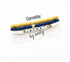 Gameday Bracelets, 5678 Dance, College Football Gameday, Tech Bracelet, Georgia Tech Football, Navy Bracelet, Football Jewelry, Team Bracelets, Heishi Bracelets