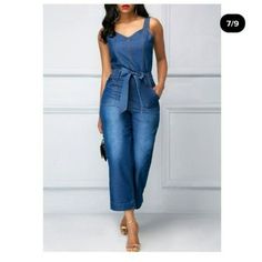 Women's Denim Jumpsuit, Has Pockets, Casual, Regular Wear Jumpsuit/Romper, Belted Straight Wide Leg Above Ankle Length ******Size Small *Runs Small* Non Stretch****** Armpit To Armpit: 19" Waist: 14" Inseam: 25" Shoulder To Bottom: 51.5" 75% Cotton 25% Polyester Zippers Up At The Side Spring, Summer, Autumn New Without Tags Bundles Welcomed! Tags/Ignore: Sequin, Maxi, Mermaid Dress, Comfy, Bodycon, Sexy, Flowers, Midi Dress, Elegant Dress, Tie Dye, Trending, Popular, Cocktail Dress, Wedding Gues Perfume Chanel, Jumpsuit With Pockets, Pocket Jumpsuit, Denim Decor, Print Denim, Denim Pocket, Blue Jumpsuits, Trendy Fashion Outfits, Printed Denim