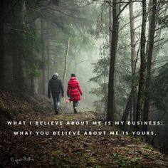 two people walking down a trail in the woods on a foggy day with a quote about time taken to reflect on life and enjoy god's creation is worth