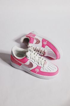 Custom Barbie Pink Air Force 1 with Rhinestones | Hand Painted Hot Pin – solecraftstudio Pink Af1, Pink Air Force 1, Shoe Custom, Barbie Design, Hot Pink Barbie, Air Force 1 Sneakers, Hand Spray, Custom Barbie, Halloween Shoes