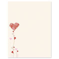 a card with hearts and flowers on the bottom, in pinks and reds against a cream background