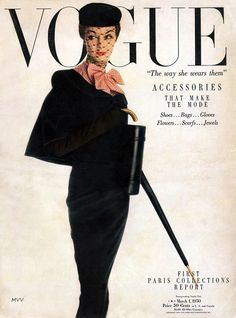 an old fashion magazine cover with a woman in black