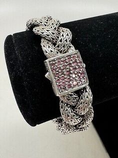 John Hardy Braided Chain Pave Amethyst Clasp Bracelet Sz M  | eBay Elegant Silver Braided Jewelry, Elegant Braided Silver Jewelry, John Hardy Bracelet, Clasp Bracelet, John Hardy, Fine Jewelry Bracelets, Bracelet Clasps, Bracelet Stack, Jewelry Watches