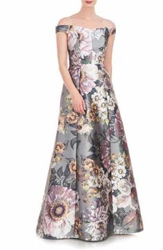 JS Collections Magnolia Floral Embroidery Gown | Nordstrom Kay Unger, Mother Of Groom Dresses, Ball Gown Skirt, Column Gown, Pleated Bodice, Stunning Gowns, Mermaid Gown, Gowns With Sleeves, A Line Gown