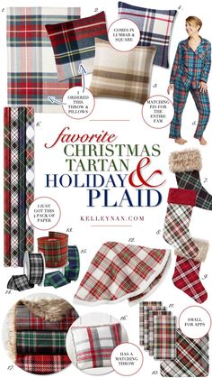 the plaid christmas tartan and holiday plaid pattern is featured in this ad for kiltevan's