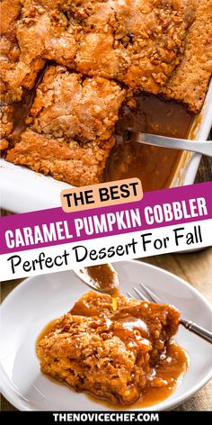 the best caramel pumpkin cobbler dessert for fall