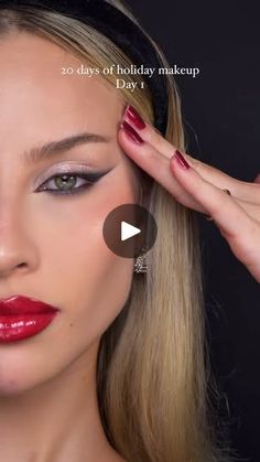 1.9M views · 2.9K reactions | its the most wonderful time of the year - let’s make it even better with 20 days of holiday makeup ❤️✨

we’re starting with the OG: glossy red lips + a smoky winged liner (with a little sparkle, of course ✨)

If you struggle with eyeliner —try it smokey and sharp with a little help from tape. It’s the ultimate hack for clean lines 🪄

Save this for your next holiday look and let me know—would you wear this look for the holidays? ❤️🎄 

@diorbeauty diorshow stylo matte black
@patricktabeauty major dimension III
@anastasiabeverlyhills sugar mini eyeshadow palette
@saiebeauty lip liner 101 tease
@dolcegabbana_beauty devotion liquid lipstick 
@kikomilano 3d hydra lipgloss 16

#HolidayGlam #Eyeliner #RedLips #HolidayMakeup #EasyEyeliner #MakeupTips #ChristmasMakeup Smoky Winged Liner, Glossy Red Lips, Holiday Glam Makeup, Glitter Palette, Nye Makeup, Glam Makeup Tutorial, Hollywood Makeup, Nude Palette