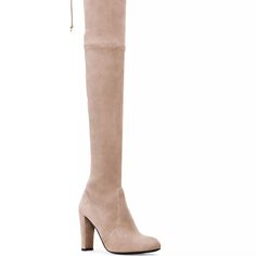 Stuart Weitzman Highland High Heel Boots In Size 9. 100% Suede In Color Taupe (Beige) Leather Lining Pull On Style With Little Tie On Top In The Back Almond Toe 3.74 Inch Heel Never Worn, Perfect Boutique Condition. Come In Original Box And Dust Bags. (Model Photo Is To Illustrate The Fit, The Shoe I'm Selling Is Taupe, Not Black). Reasonable Offers Accepted. Beige Knee-high Heeled Boots For Formal Occasions, Beige Knee-high Heeled Boots For Formal Events, Elegant Beige High Heel Knee-high Boots, Elegant Beige High-heel Knee-high Boots, Elegant Brown Knee-high Boots, Elegant Tall Suede Heeled Boots, Elegant Beige Knee-high Boots For Fall, Chic Beige Suede Knee-high Boots, Beige Fitted Suede Knee-high Boots