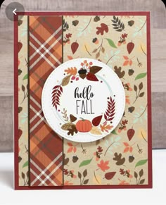 an autumn card with the words hello fall on it