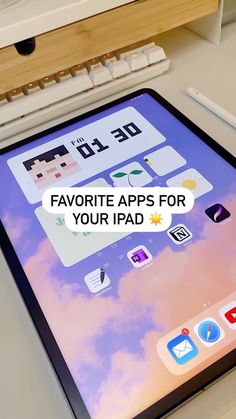 an ipad with the words favorite apps for your ipad on it and some other app icons