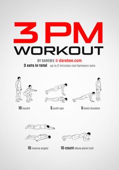 the 3 pm workout poster shows how to do it