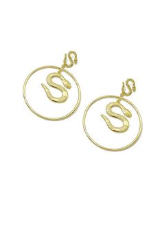 Unleash your wild side with these daring Snake Hoop Drop Earrings! Make a statement and add a bold touch to your fashion game. Perfect for the adventurous and stylish woman, these chic earrings will complete any outfit and showcase your fearless attitude. Dare to be different and add them to your collection today! 3" (7.7cm) drop 2 1/4" (5.5cm) width Post back Alloy 24k-gold plate Women's drop earrings Item #452904 Trendy Metal Dangle Hoop Earrings, Trendy Dangle Hoop Earrings, Trendy Pierced Hoop Earrings For Party, Snake Shape Earrings For Party, Trendy Single Metal Hoop Earring, Trendy Single Hoop Earring In Metal, Edgy Gold Earrings For Party, Edgy Metal Hoop Earrings For Party, Edgy Gold Metal Earrings