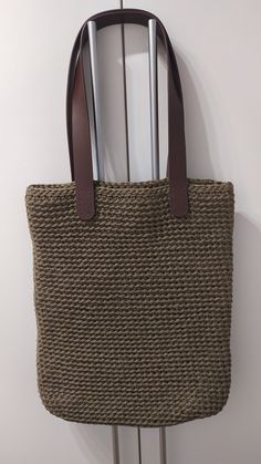 shopper bag. Made of polyester cord and eco-leather handles. Khaki color is very relevant. Casual Khaki Bucket Bag For Shopping, Rectangular Khaki Bucket Bag For Shopping, Khaki Tote Bucket Bag For Shopping, Khaki Rectangular Bucket Bag, Modern Crochet Tote Bag For Shopping, Everyday Khaki Bags With Braided Handles, Everyday Khaki Shoulder Bag With Braided Handles, Casual Khaki Shoulder Bag With Leather Handles, Modern Crochet Shopping Bag With Double Handle