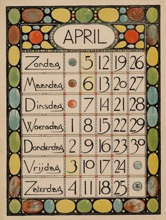 an old fashioned calendar with numbers on it