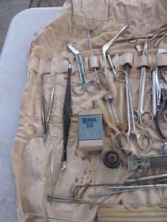 Antique Doctor's tools surgical and other 40 plus items perhaps from an optometrist some corrosion from age sold as a lot Alchemist Aesthetic, Doctor Tools, Surgical Tools, Vintage Medical, Zombie Apocalypse, Tools And Equipment, Mood Board, Tools, Craft Supplies