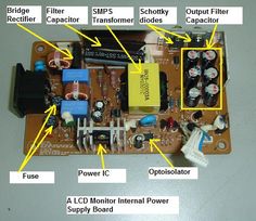 an electronic board with many parts labeled