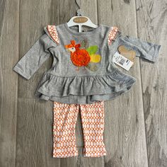 Never Worn. Casual Play Sets For Spring, Playful Multicolor Sets For Fall, Playful Playwear Sets For Fall, Thanksgiving Toddler Girl Outfit, Spring Playtime Orange Sets, 3 Month Thanksgiving Outfit, Thanksgiving Outfit Girl Kids Black, Newborn First Thanksgiving Outfit, Baby Girl Thanksgiving Outfit Newborns