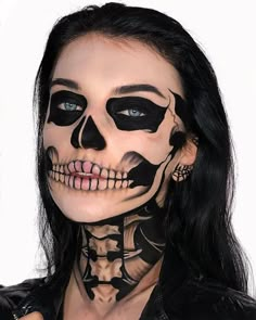 Hallowen Schminke, Makijaż Sugar Skull, Halloween Skeleton Makeup, Drag Make-up, Skeleton Face, Cute Halloween Makeup