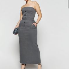 Sold Out Everywhere Originally $248 Strapless Fitted Maxi Dress For Daywear, Elegant Strapless Midi Daywear Dress, Strapless Summer Workwear Dresses, Strapless Summer Dresses For Work, Fitted Strapless Midi Dress For Work, Chic Strapless Midi Dress For Work, Reformation Dress, Reformation Dresses, Women's Dress