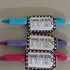 three toothbrushes with thank for being written on them