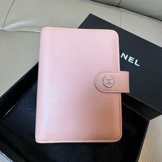 Authentic Chanel 2003 Timeless Ring Agenda Cover. Can Be Used As A Passport Case. Gold Hardware Classic Chanel Exterior Pink Enamel Gold Logo Clasp Detail With Press Stud Closure Six-Ring Binder, Three Card Slots. 5.5 X 3.5 Inches Approx. Includes Authenticity Card, Box. Price Is Firm X Chic Compact Pink Wallet, Pink Chanel Card Holder, Chanel Pink Vanity Case Bag, Elegant Luxury Pink Wallet, Pink Chanel Wallet On Chain, Agenda Cover, Passport Case, Timeless Ring, Chanel Accessories