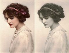 Lily Elsie, Edwardian Hat, Edwardian Lady, Colorized Photos, Hairdo Wedding, Art Deco Print, Painting People