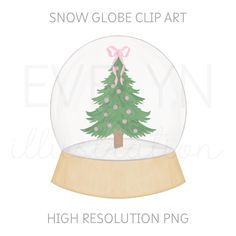 a snow globe with a christmas tree in it and the words high resolution png