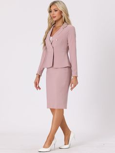 Shop Allegra K for business suit 2 pieces tweed trim blazer jacket and skirt set you are looking for, get more women's sets for yourelf. Order now! Free Returns! Jacket And Skirt Set, Pink M, Business Suit, Women Set, Order Now, Blazer Jacket, Skirt Set, Trim, Blazer