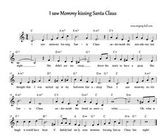 sheet music with the words saw mommy kissing santa claus