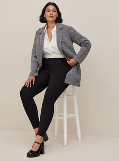 FIT Model is 5'10” wearing size 12. Mid-rise. Skinny fit from hip to ankle with a little room at the ankle. Inseams: Ex-Short 26”, Short 28”, Regular 30”, Tall 32”, Ex-Tall 34”. MATERIALS + CARE Studio Luxe Ponte knit fabric: Our signature work (any) wear fabric with office-approved tailoring, WFH stretch and comfort, and curve-loving hold. Plus, it’s machine washable! Stretch level: Maximum. Wrinkle resistant. 68% rayon, 28% nylon, 4% spandex. Machine wash cold. Line dry. Imported. DETAILS 5-po Cord Trousers, Corporate Attire, Active Outfits, Pretty Blouses, Career Wear, Tapered Pants, Matches Fashion, Work Wardrobe, Professional Outfits