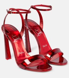 Upper: calf leather. Lining: leather. Sole: leather insole, signature red leather sole. Toe shape: round open toe. Made in Italy. Includes: shoe box, dust bags. Designer color name: Loubi. Closure: buckle-fastening ankle strap. Hardware color: red, silver.