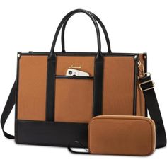 This Stylish Laptop Bag For Women (Dimensions: 16"L X 12"H X 5.6"W) Is Designed To Cater To Your Organizational Needs. Laptop Purse Boasts Well-Padded Compartments Perfectly Suited For A4 Documents, Folders, A 15.6" Laptop, And A 13-Inch Tablet, Ensuring Their Safety During Transport. With Specialized Pockets For Water Bottles And Umbrellas, Along With A Convenient Keychain Holder, Everything Has Its Dedicated Place. Elevate Your Organization With The Included Versatile Pouch, Designed To Secure Your Tech Accessories Like Cables And Chargers. This Work Tote Bag's Adaptability Extends To Small Essentials Like Business Cards, Stationery, And Headphones, Keeping Them Within Easy Reach. Crafte Brown Laptop Bag For Work With Zipper Closure, Brown Laptop Bag With Zipper For Work, Casual Brown Laptop Bag With Large Capacity, Brown Shoulder Bag With Zipper For Work, Casual Brown Tote Laptop Bag, Brown Zipper Closure Shoulder Bag For Work, Chic Brown Laptop Bag With Adjustable Strap, Brown Satchel With Zipper Closure For Work, Brown Satchel With Zipper For Work