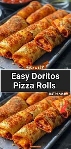 easy and easy doritos pizza rolls are ready to be eaten in the oven