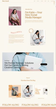 an image of a website design for a social media company, with the words follow along below it