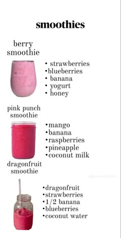 the ingredients for smoothies are shown in this diagram