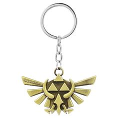 the legend of zelda keychain is shown with an emblem on one side