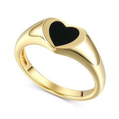 Our stunning 'Black Heart' ring serves as a perfect bold ring for those into something a little different. It is perfect for stacking with any other rings, and is the perfect addition to your collection.Weight: 2.6 gWidth: 2.1 mmHeight: 3 mmThickness: 1.2 mmMaterial: 925 SilverPlating Color: Yellow Gold Black Promise Ring With Polished Finish, Elegant Heart-shaped Enamel Ring For Anniversary, Black Heart Ring For Valentine's Day, Elegant Black Rings For Valentine's Day, Elegant Gold Heart-shaped Enamel Ring, Black Heart-shaped Promise Jewelry, Elegant Metal Heart Ring For Valentine's Day, Black Promise Ring For Valentine's Day, Modern Heart Shaped Promise Ring