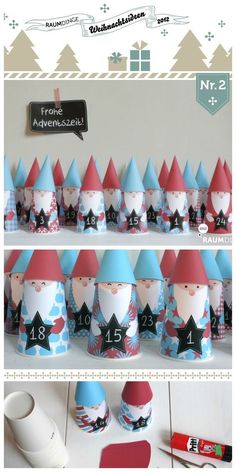 several different pictures of gnomes with hats and numbers on them, including one for each child's birthday