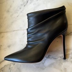 It Doesn’t Get Better Than These Young Vito Rossi Black Rooster Leather Ankle Boots! They Happen To Be Super Flattering On Because They Had At The Perfect Height Just Below The Ankle And They Have The Sleek Pointed Toes. You Can Wear These With Anything From Denim To Little Black Mini Dresses The Options Are Endless. Their Brand New With Zero Flaws Sorry No Box Heel Height 4.5” Chic Formal Booties With 4-inch Heel, Chic Ankle Booties For Office, Chic 4-inch Heel Booties For Formal Occasions, Chic Office Ankle Booties, Chic Pointed Toe Formal Booties, Chic Pointed Toe Booties For Formal Occasions, Chic Formal Booties With Pointed Toe, Chic Pointed Toe Booties With Padded Ankle, Chic Cocktail Boots For Fall